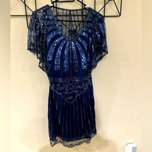 Navy, new with tags sequin dress